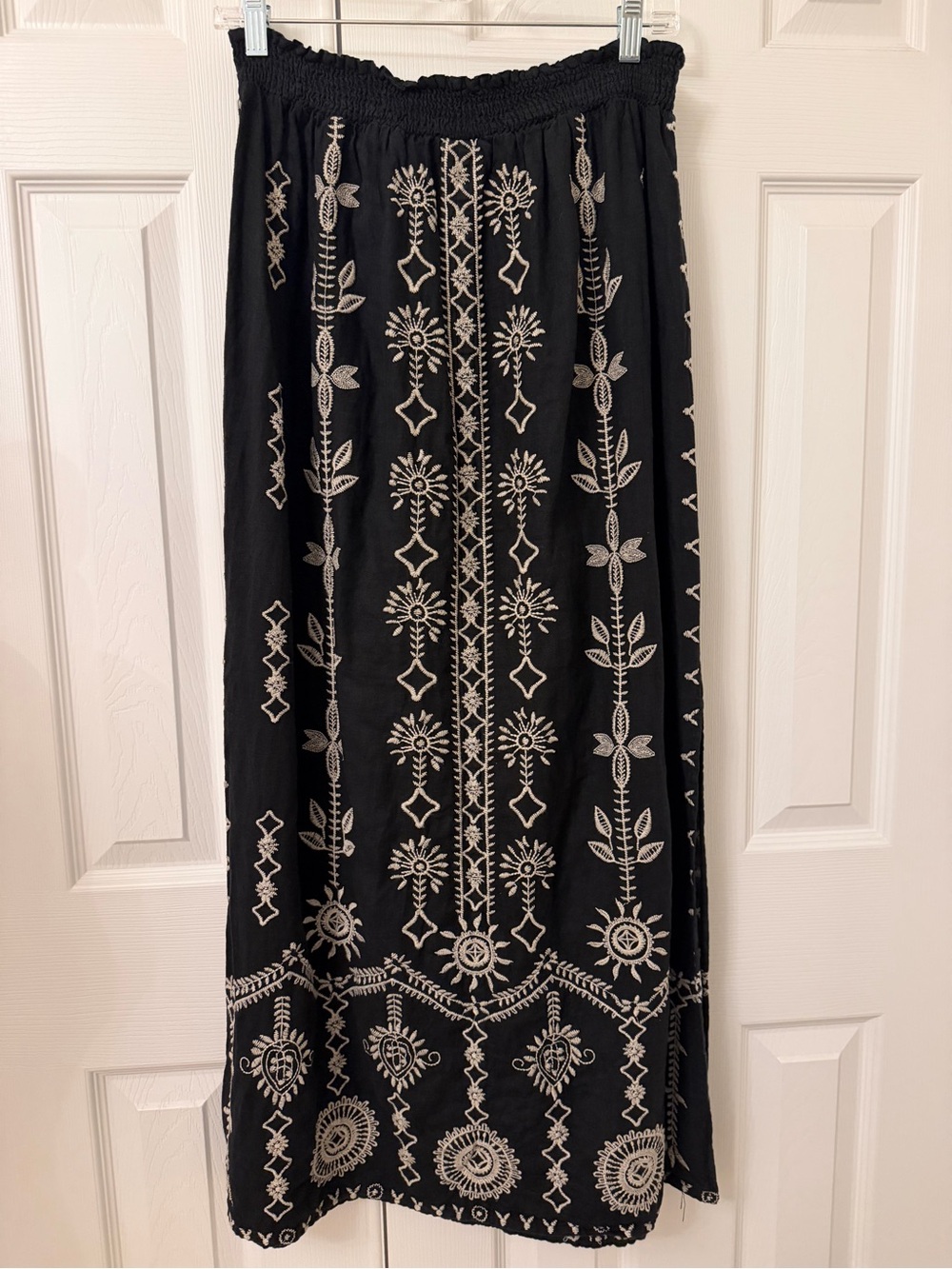 Johnny Was JWLA Black Linen Embroidered Maxi Skirt - Picture 7 of 14